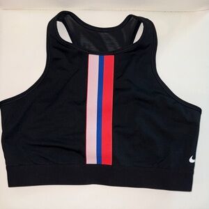 Nike Black Sports Bra with Red and Blue Stripe